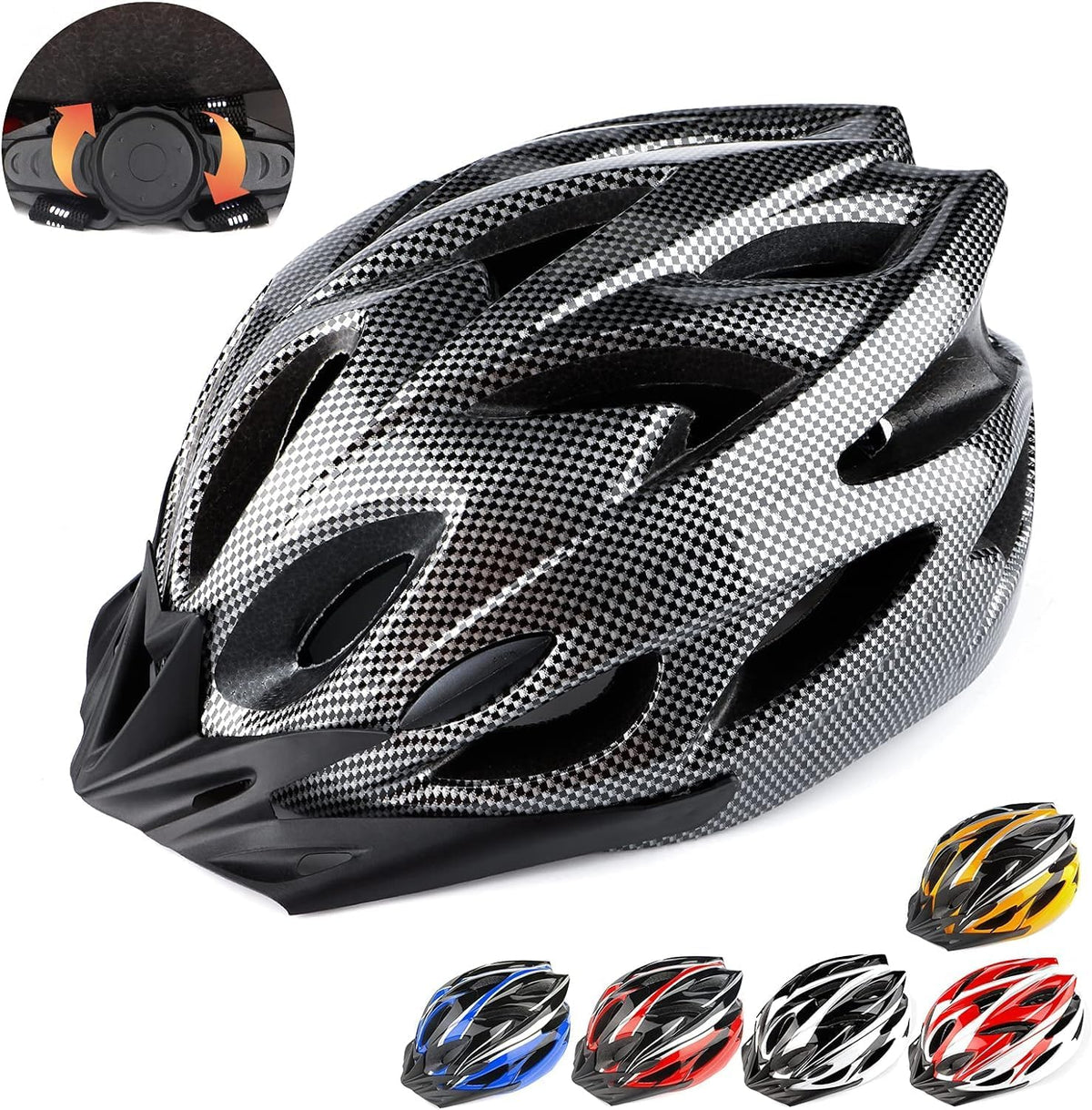 Cycle Helmet, Lightweight Bicycle Helmet, Adjustable Mountain & Road Bike Helmets for Adults, 18 Vents with Adjustable Strap & Detachable Visor for Mens Womens(Head Sizes58-62cm)