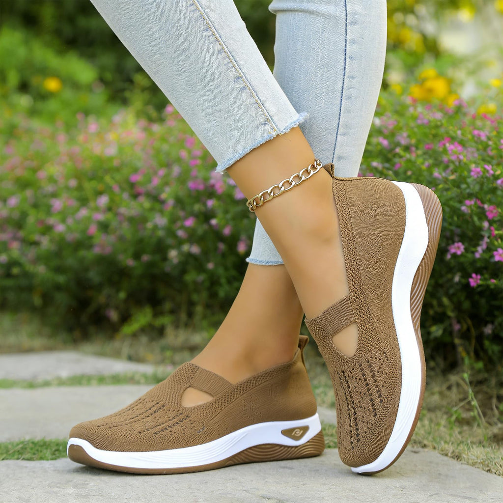 Women's Walking Shoes Comfortable Orthopedic Diabetic Shoes Soft Breathable Knitted Flats Arch Support for Indoor Outdoor