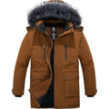 Mens Long Puffer Jacket Winter Windproof Padded Coat Brown Size S Wantdo