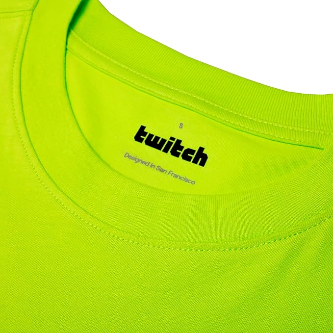 Twitch Long Sleeve T-Shirt Neon Yellow M Unisex Cotton Top Official Merch