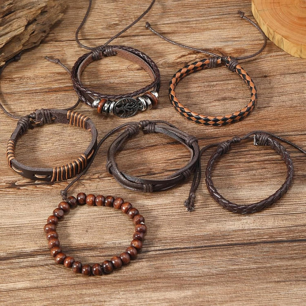Leather Bracelet for Men and Women - Brown Braided Leather Bracelet, Men's Leather Bracelet Adjustable Fashion Accessory Gift, 1, Polyurethane, No Gemstones