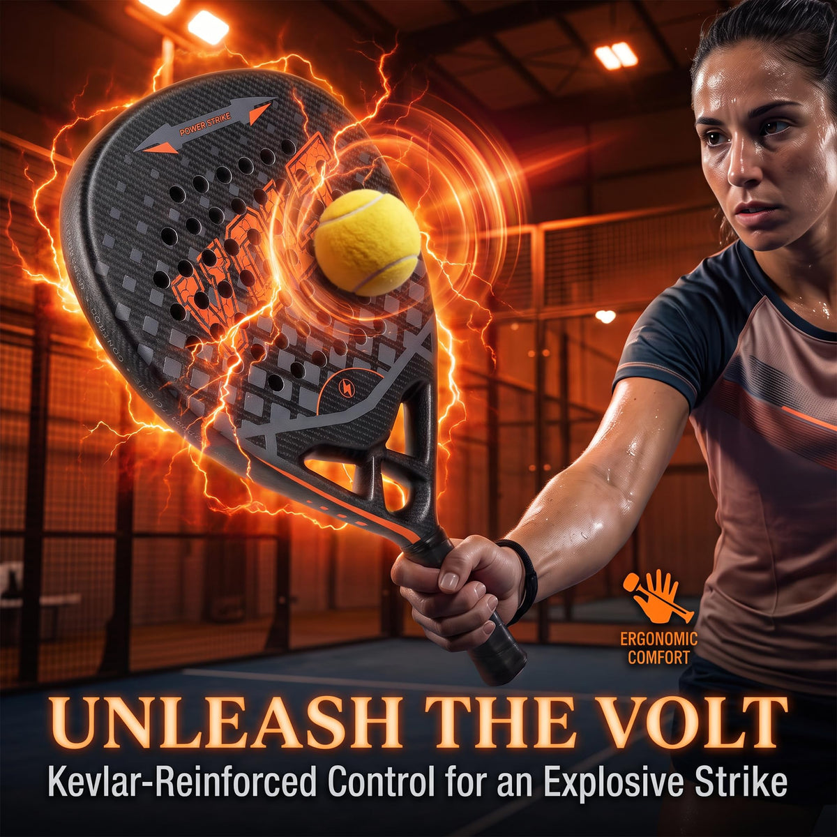Crystals Padel Racket Carbon Fibre Surface EVA Foam Core with Carry Bag
