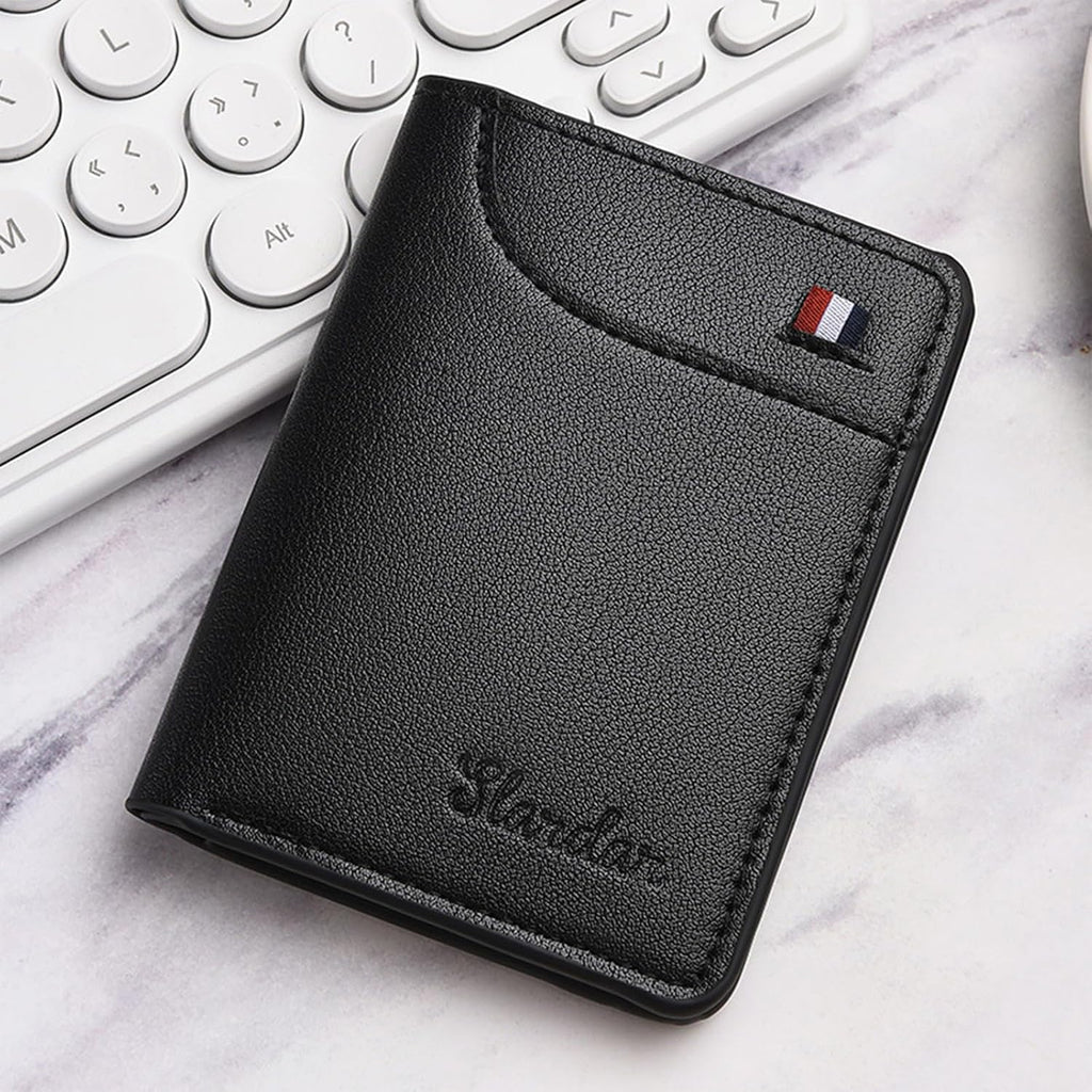 Super Slim Soft Wallet PU Leather Mini Credit Card Wallet Purse Card Holder, Black, 8.5 x 11 cm (3.3 x 4.3 in)