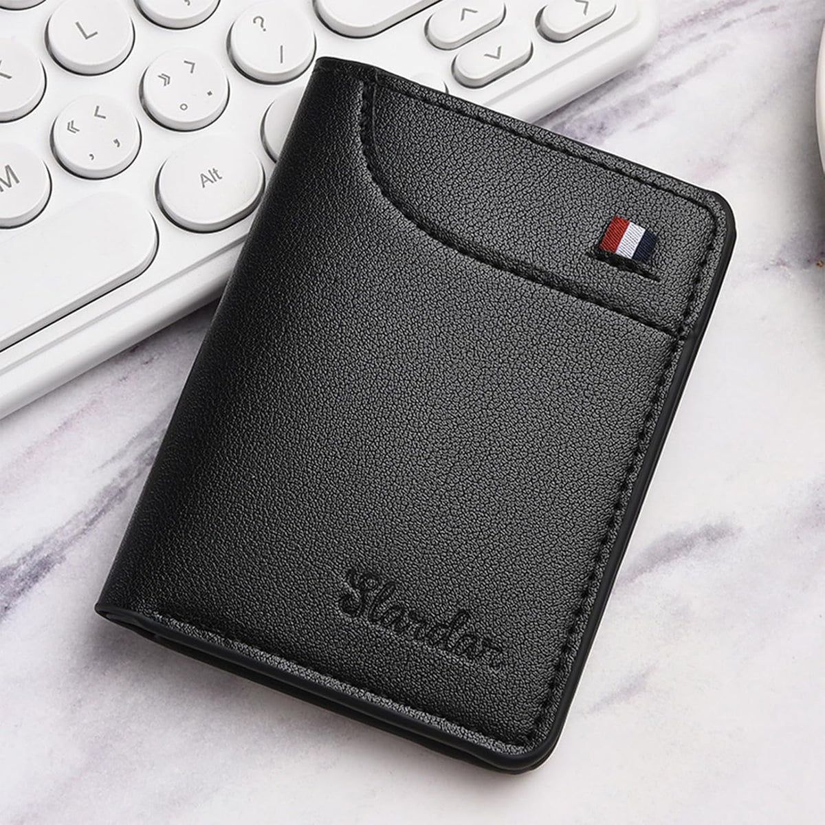 Super Slim Soft Wallet PU Leather Mini Credit Card Wallet Purse Card Holder, Black, 8.5 x 11 cm (3.3 x 4.3 in)