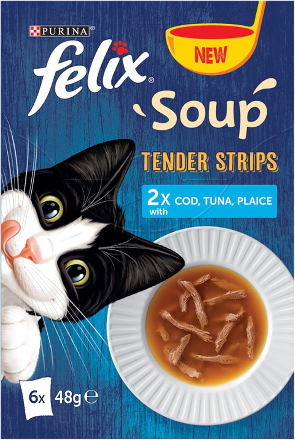 FELIX Soup Tender Strips Farm Selection Wet Cat Food 6x48g (Pack of 8)