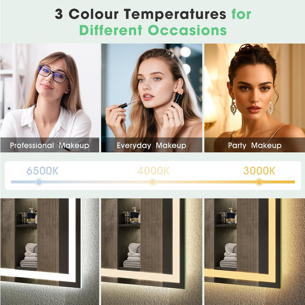 Bluetooth Bathroom LED Mirror 800x600 cm Anti Fog Dimmable S'bagno