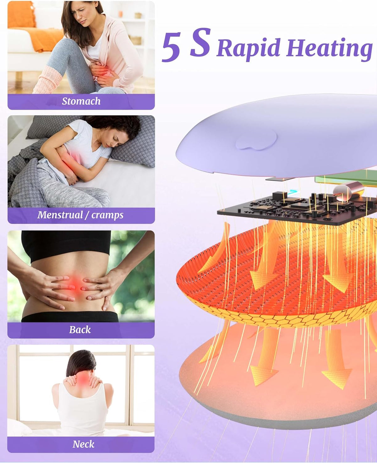 Heated Waist Belt 6 Heat Massage Modes Rechargeable USB Warm Wrap