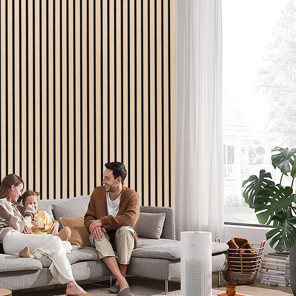 Acoustic Wall Panels 3D Slat Wood 2 Pack 122 x 60cm Natural Oak Sound Absorbing