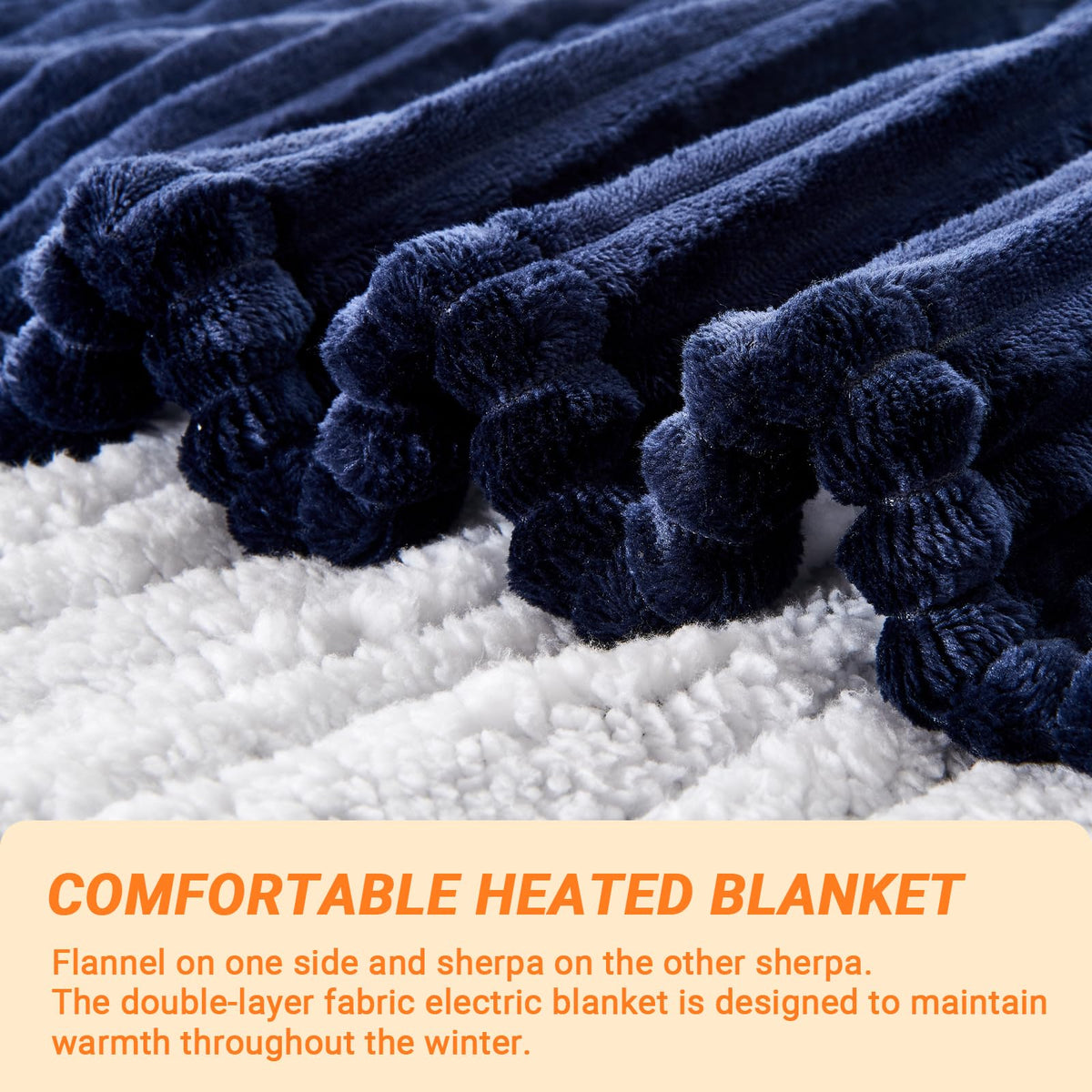 Heated Blanket Throw 130×160cm Electric Blanket, 10 Heating Settings, 1-8h Timer overheat Protection, Machine Washable, Flannel & Sherpa Full Body Warming, Electric Throw Blanket for Sofa