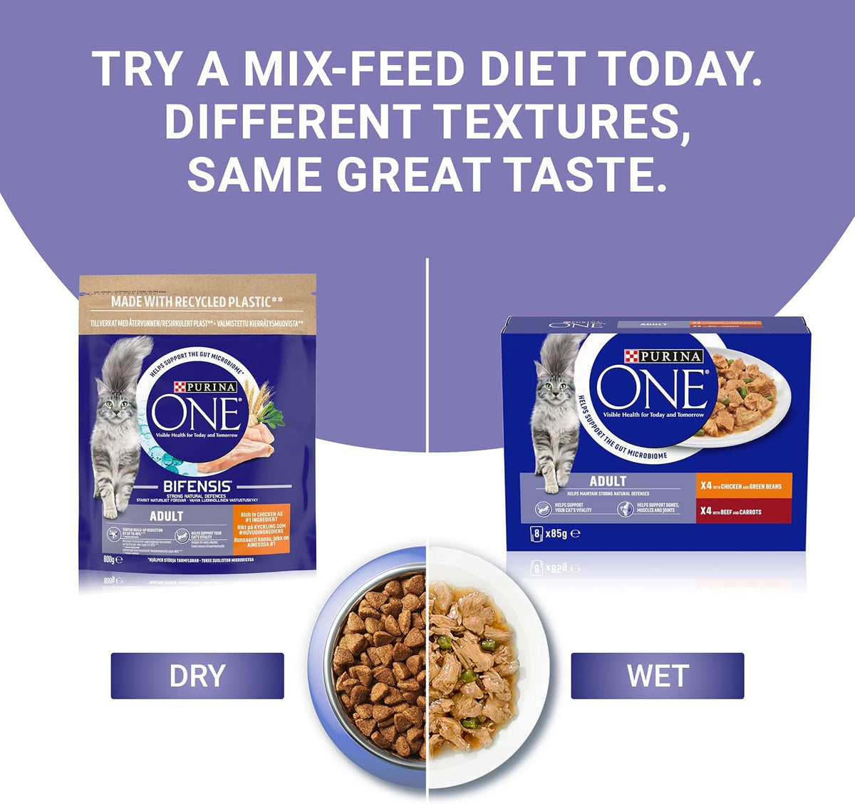 PURINA ONE Mini Fillets Mixed Selection in Gravy Adult Wet Cat Food 40x85g
