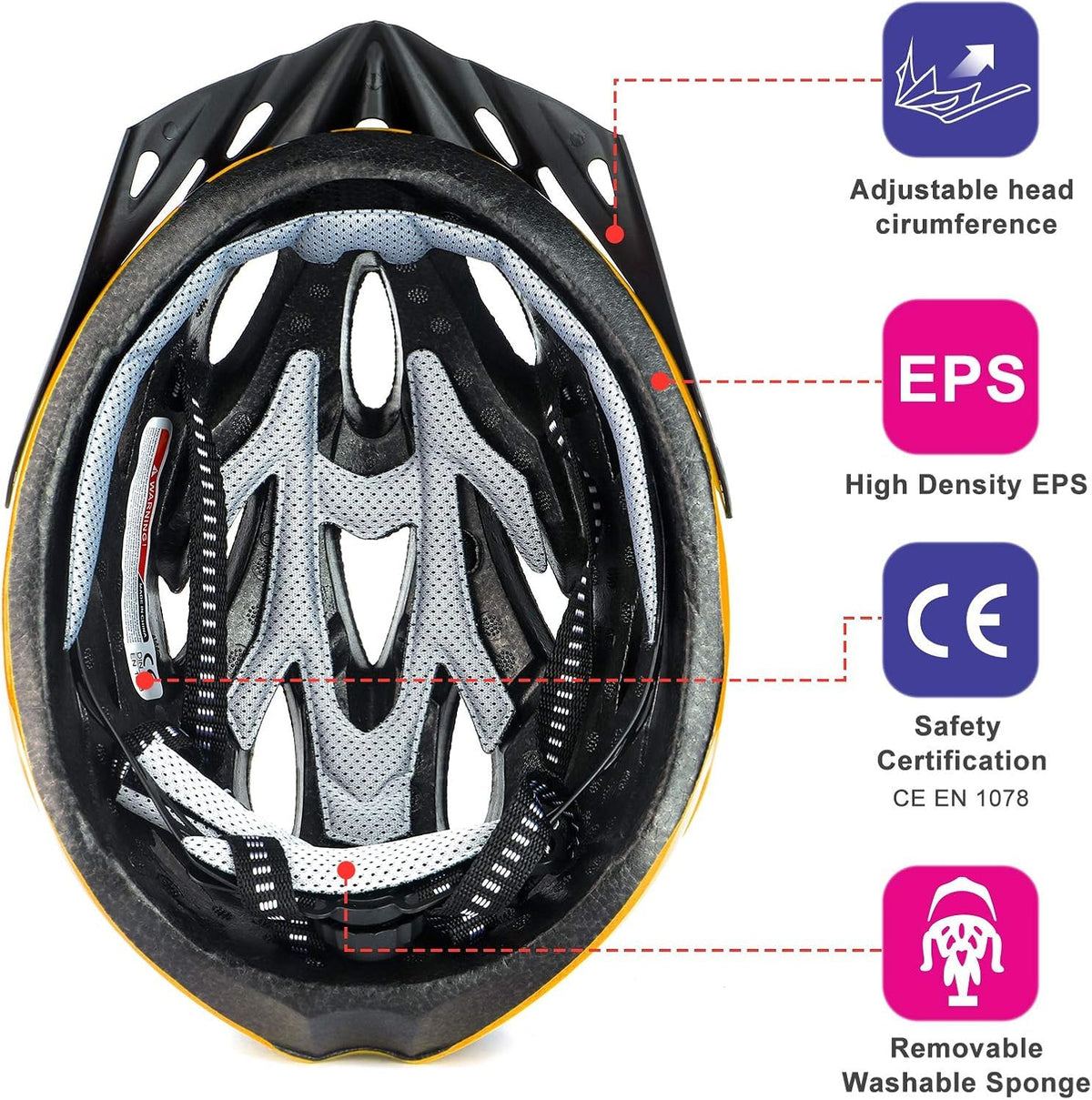 Cycle Helmet, Lightweight Bicycle Helmet, Adjustable Mountain & Road Bike Helmets for Adults, 18 Vents with Adjustable Strap & Detachable Visor for Mens Womens(Head Sizes58-62cm)