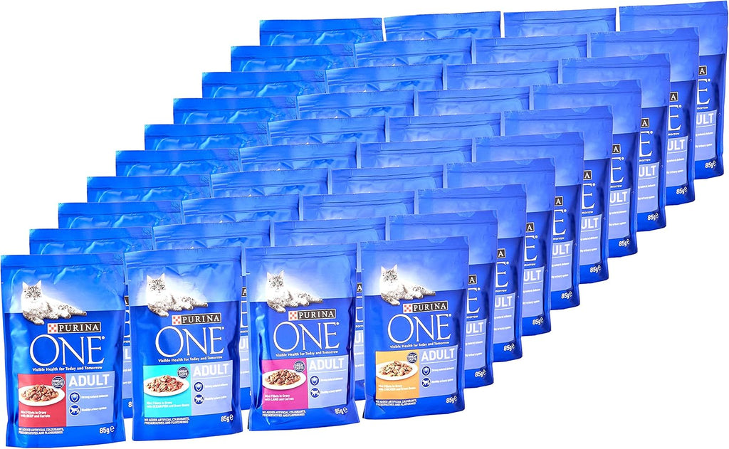 PURINA ONE Mini Fillets Mixed Selection in Gravy Adult Wet Cat Food 40x85g
