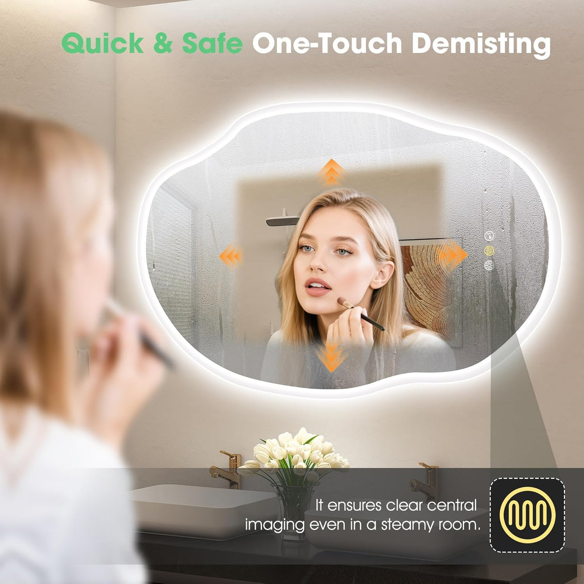 Irregular LED Bathroom Mirror 600x900 Bluetooth Anti Fog Dimmable S'bagno