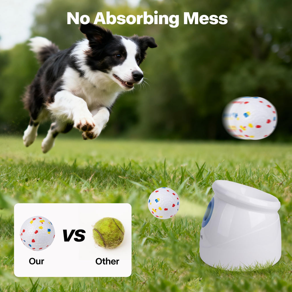 Pet Prime Automatic Dog Ball Launcher for Large Breed, Rechargeable Interactive Ball Thrower Toy with 10-40Ft, Fetch Machine with 6 Durable 2.5" Tennis Balls & Dog Whistle