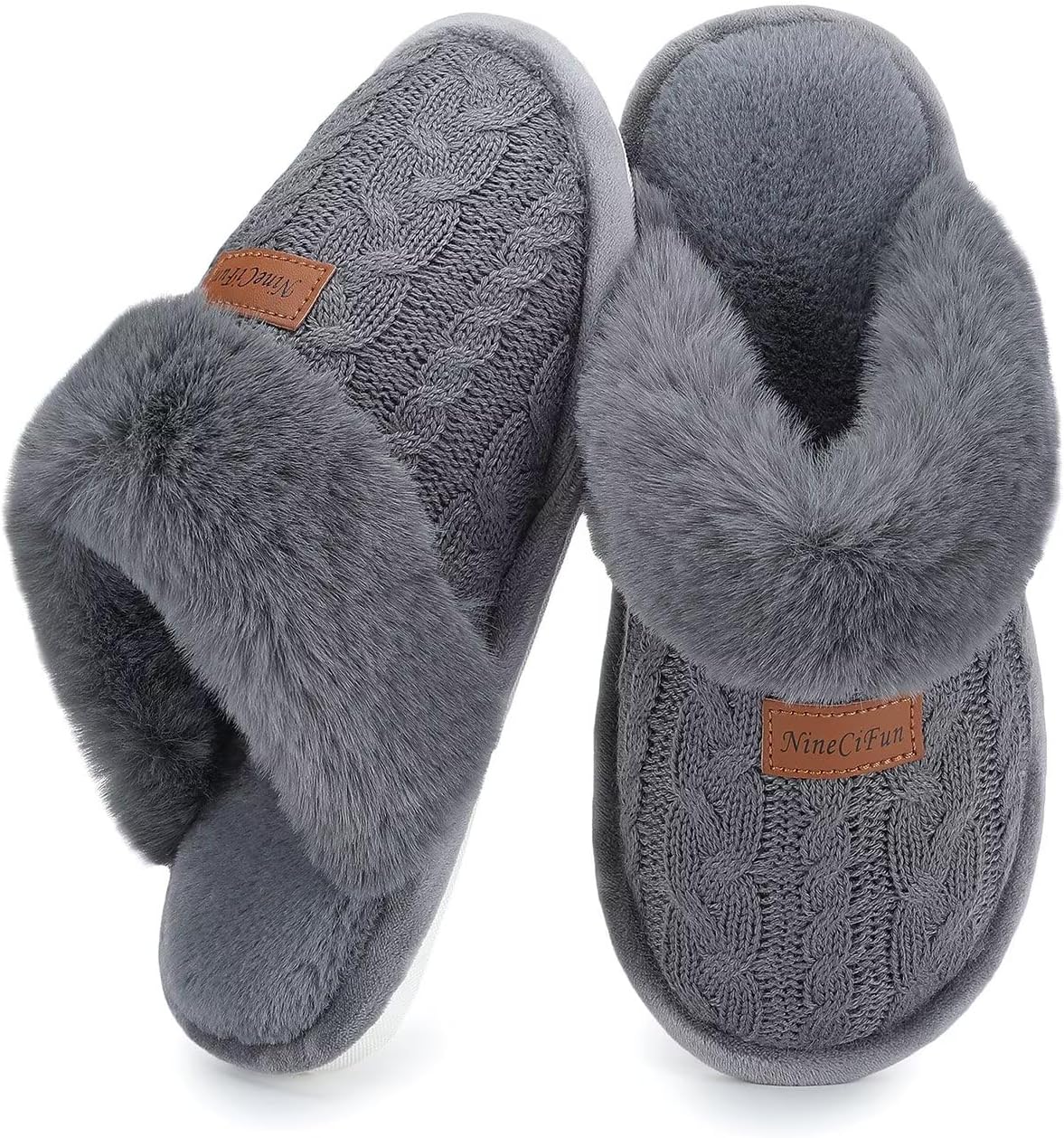 Women's Fuzzy Memory Foam Cozy House Slippers with Soft Faux Fur Lining