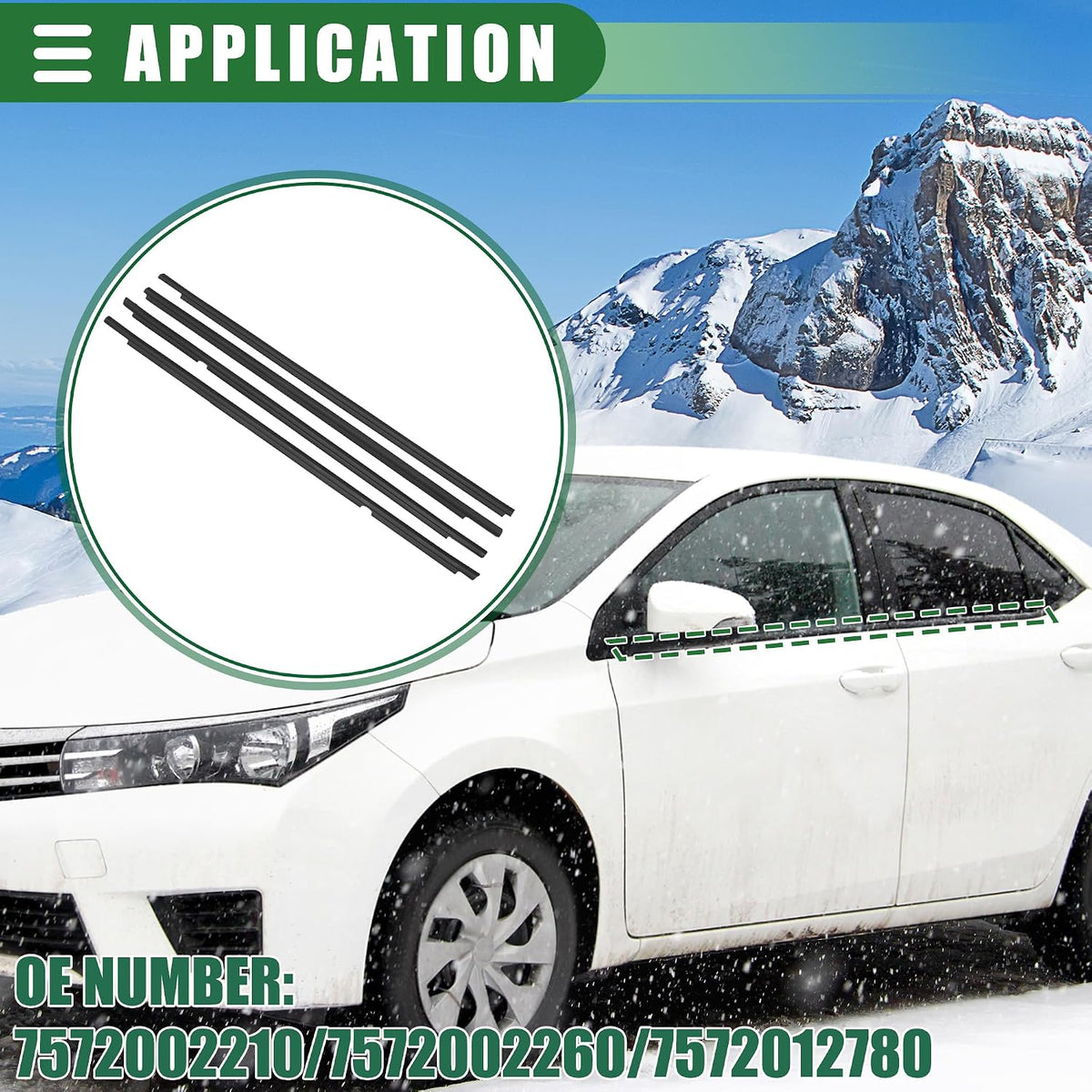 Window Weatherstrip Toyota Corolla Replacement 7572002210 7572002260 Motoforti