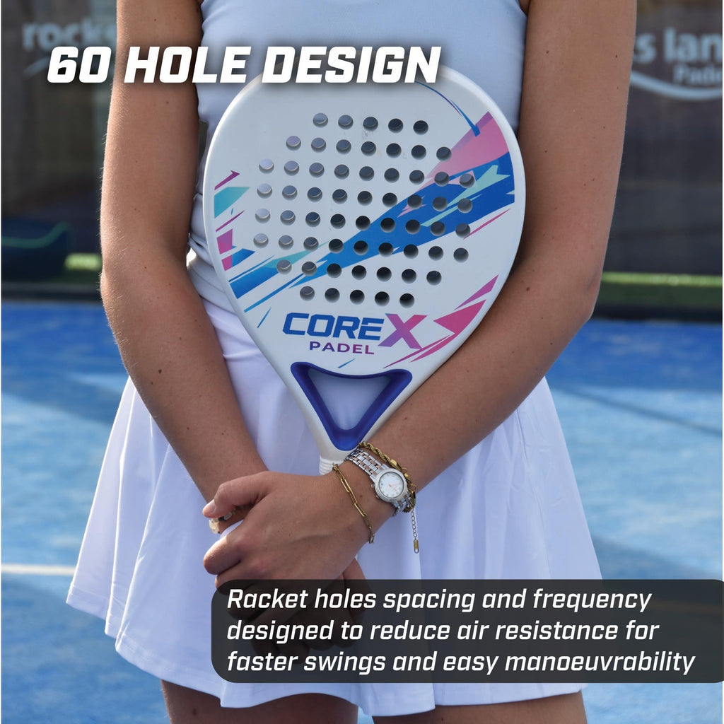 Padel Racket- Grit Spin Surface, Lightweight 360g, EVA Foam Core, Hybrid Teardrop-Round Shape for Control & Precision