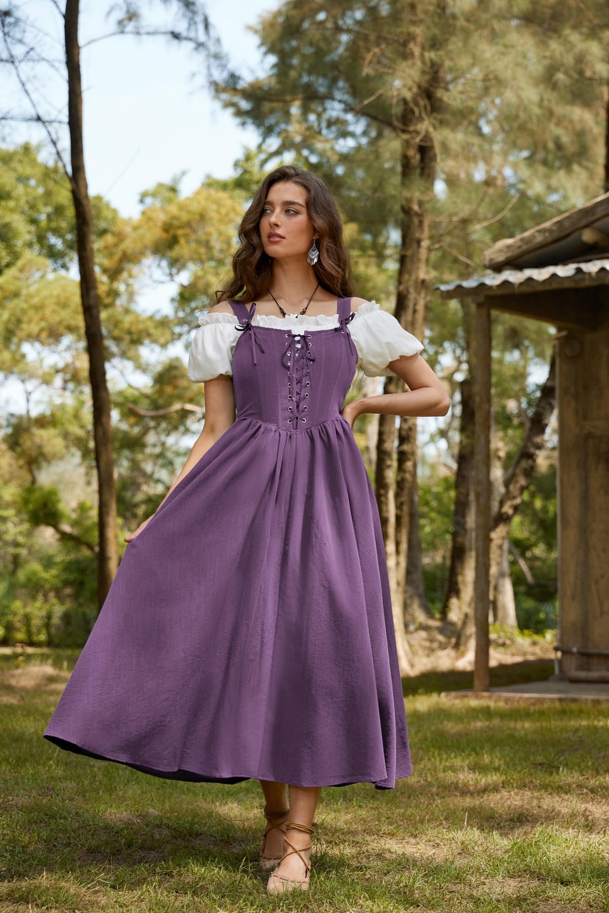 SCARLET DARKNESS Women's Renaissance Corset Dress Sleeveless Lace up A-Line Maxi Dresses