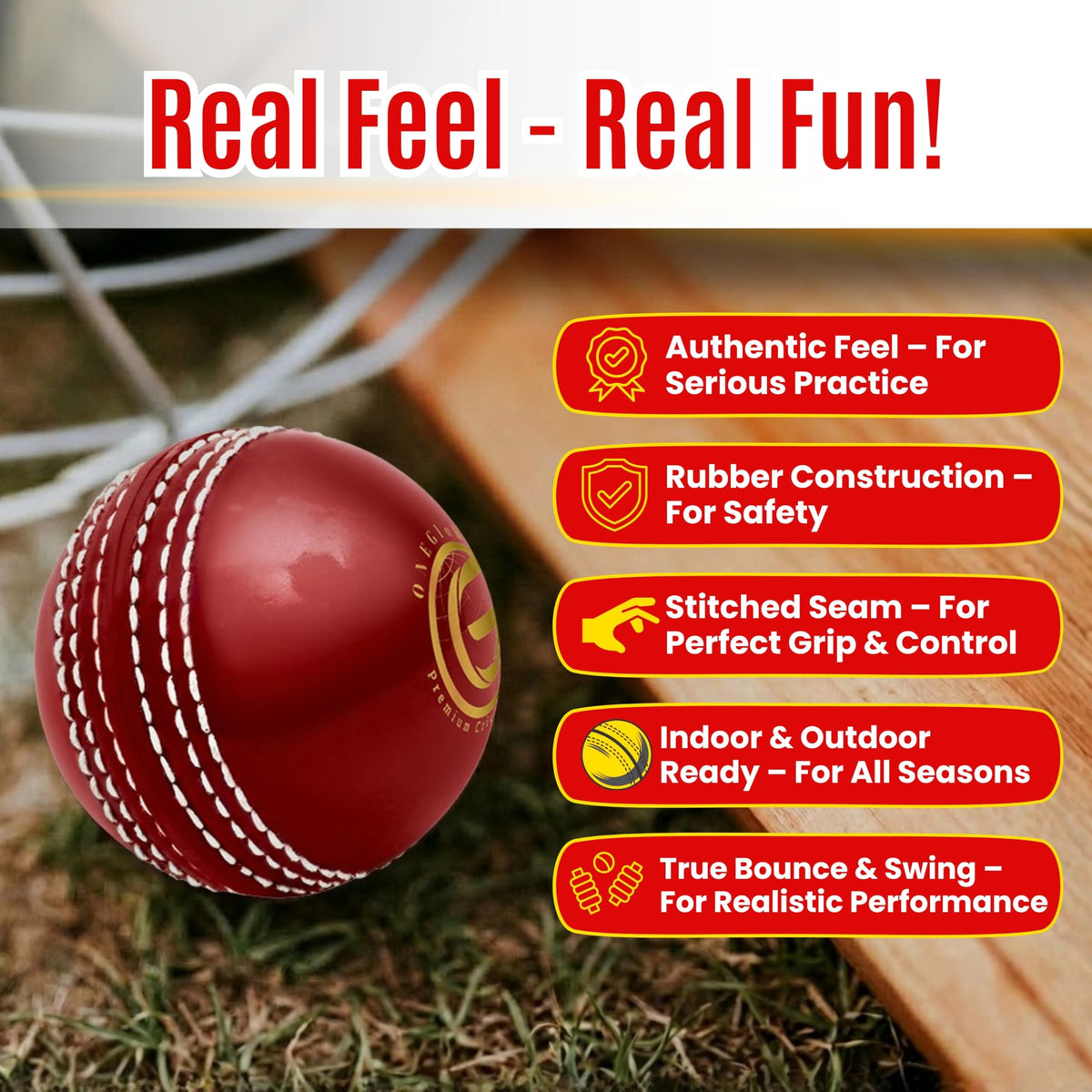 Incrediball Soft Practice Cricket Ball | Outdoor & Indoor Rubber Cricket Ball With Core & Stitched Seam | For Practice, Training & Family Fun | Senior & Junior Size