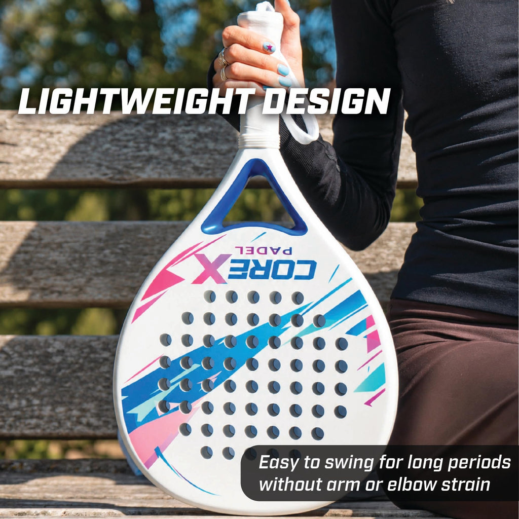 Padel Racket- Grit Spin Surface, Lightweight 360g, EVA Foam Core, Hybrid Teardrop-Round Shape for Control & Precision