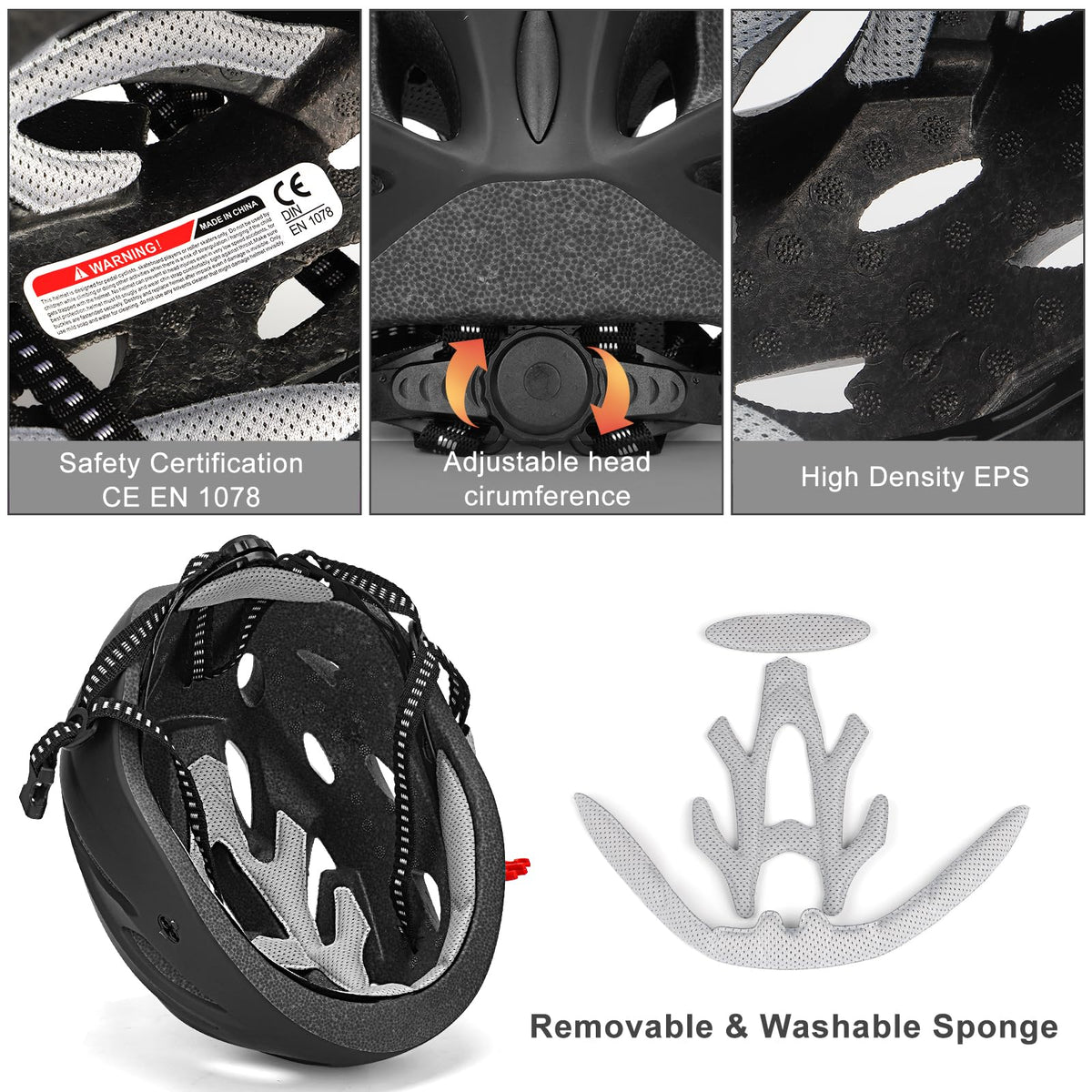 Cycle Helmet, Lightweight Bicycle Helmet, Adjustable Mountain & Road Bike Helmets for Adults, 18 Vents with Adjustable Strap & Detachable Visor for Mens Womens(Head Sizes58-62cm)