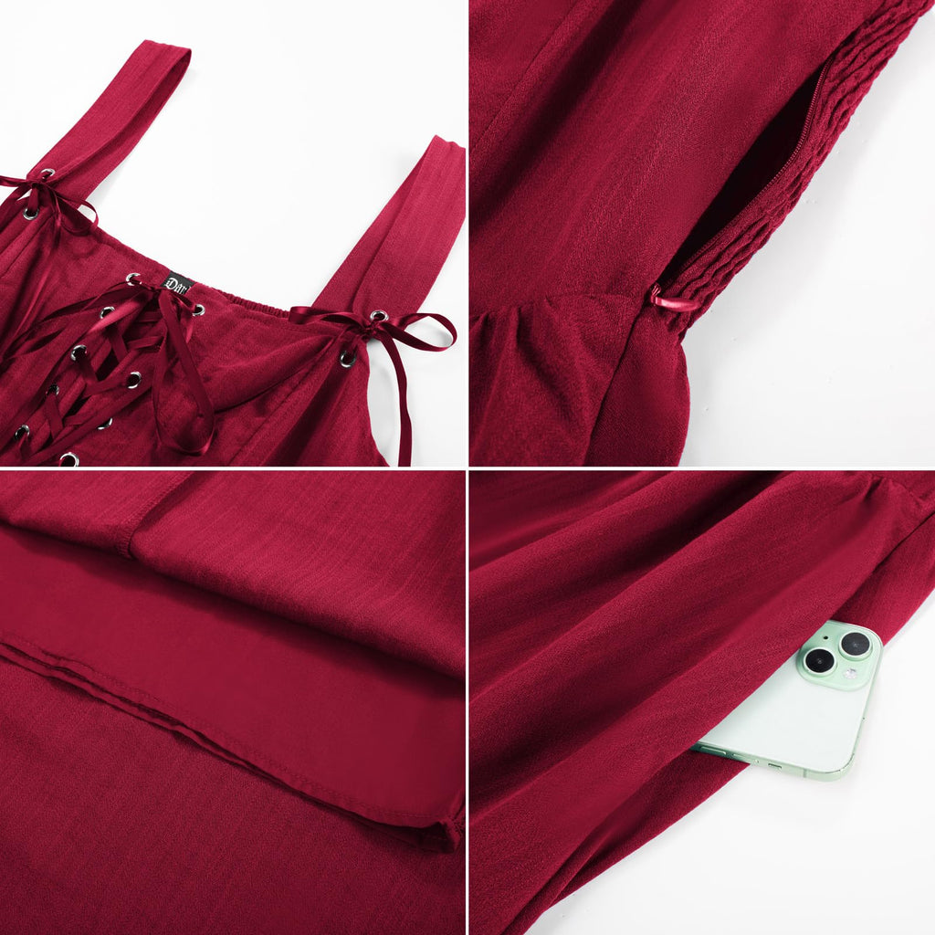 SCARLET DARKNESS Women's Renaissance Corset Dress Sleeveless Lace up A-Line Maxi Dresses