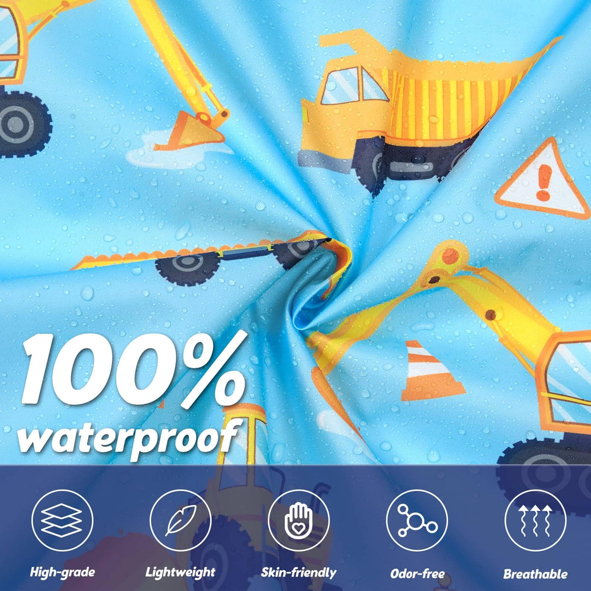 WAWSAM Kids Rain Poncho Waterproof Boys Girls Portable Raincoat Rain Jacket Lightweight Rainwear