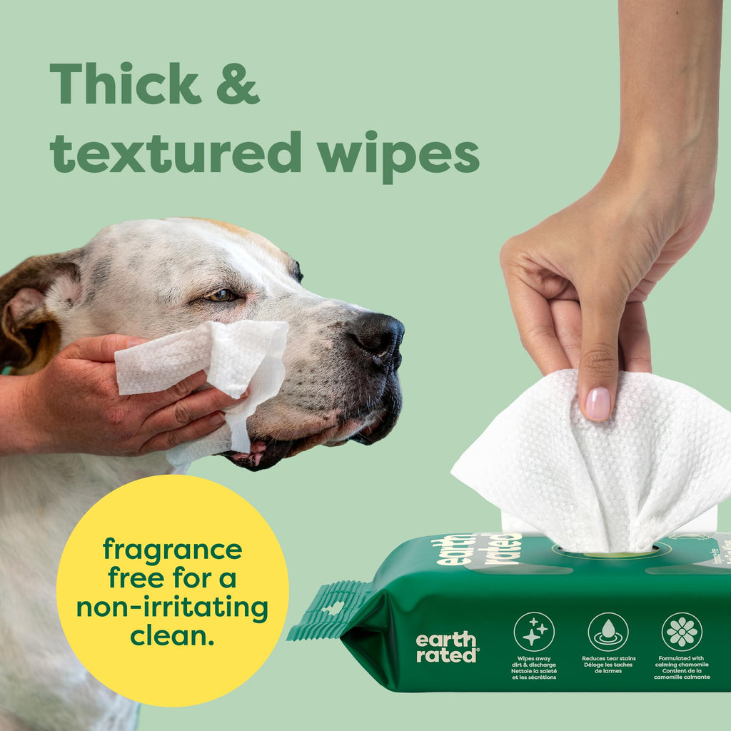 Earth Rated Dog Wipes, Hypoallergenic, Cleaning and Hydrating, for Grooming Paws, Body and Bums, Lavender Scented, 100 Count