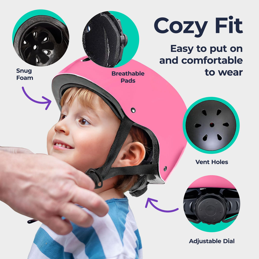 Niftii Bike Helmet & Pads Set for Kids - Cycling Skateboard Ages 3-15