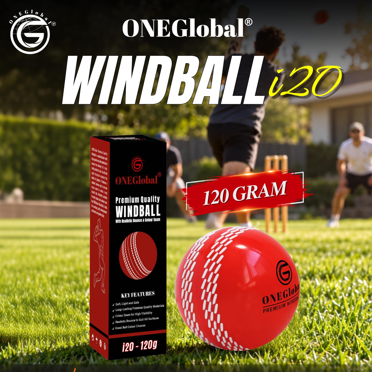 Premium Windball Soft Cricket Ball with Colour Seam | Wind Ball for Outdoor & Indoor Practice, Coaching, Garden & Beach Games