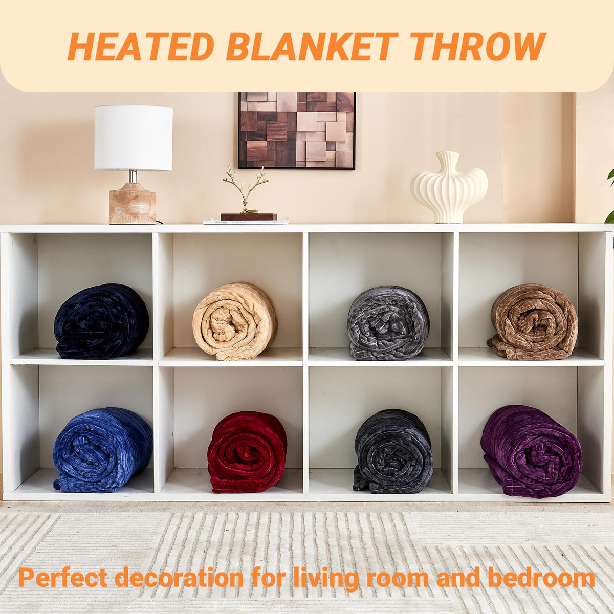 Heated Blanket Throw 130×160cm Electric Blanket, 10 Heating Settings, 1-8h Timer overheat Protection, Machine Washable, Flannel & Sherpa Full Body Warming, Electric Throw Blanket for Sofa