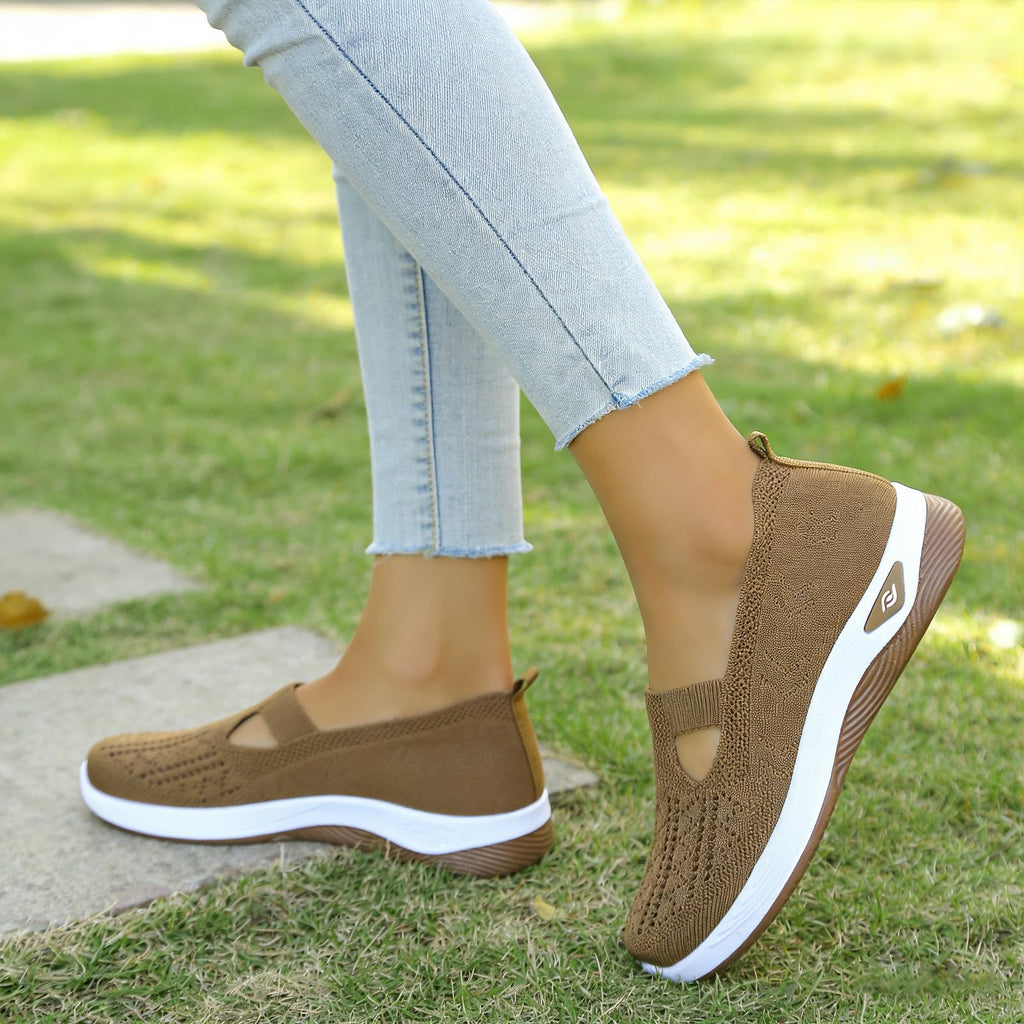 Women's Walking Shoes Comfortable Orthopedic Diabetic Shoes Soft Breathable Knitted Flats Arch Support for Indoor Outdoor