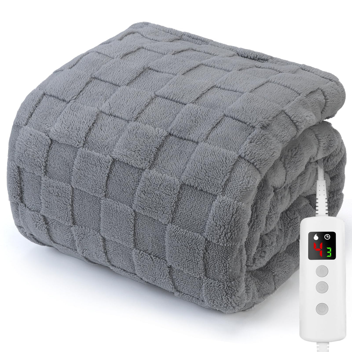 Heated Blanket Electric Throw 160x130CM, Dark Grey, Heating Blanket