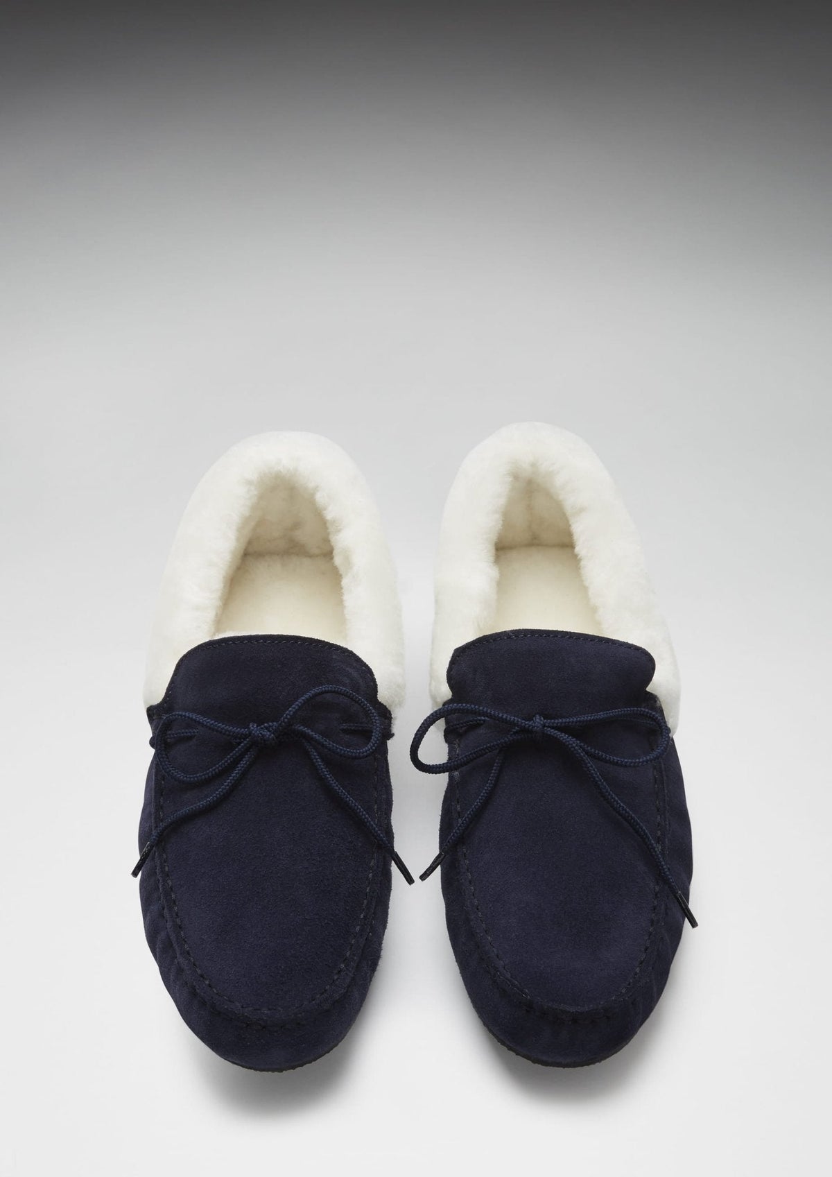 Slippers, sheepskin, navy blue suede