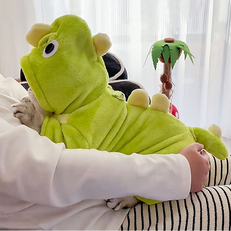 Autumn Winter Dog Clothes Cute Cat Costume Dinosaur Cosplay Outfits For Small Dogs In Fleece Coat With 4 Legs Funny Pet Clothes