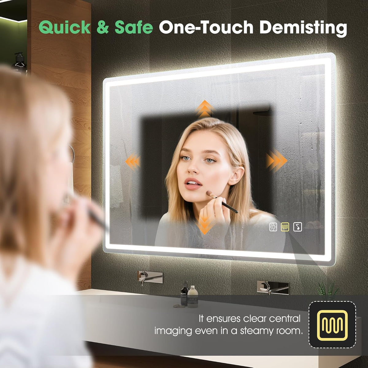 LED Bathroom Mirror 100x70cm Bluetooth Speaker Anti Fog Dimmable Wall S'bagno