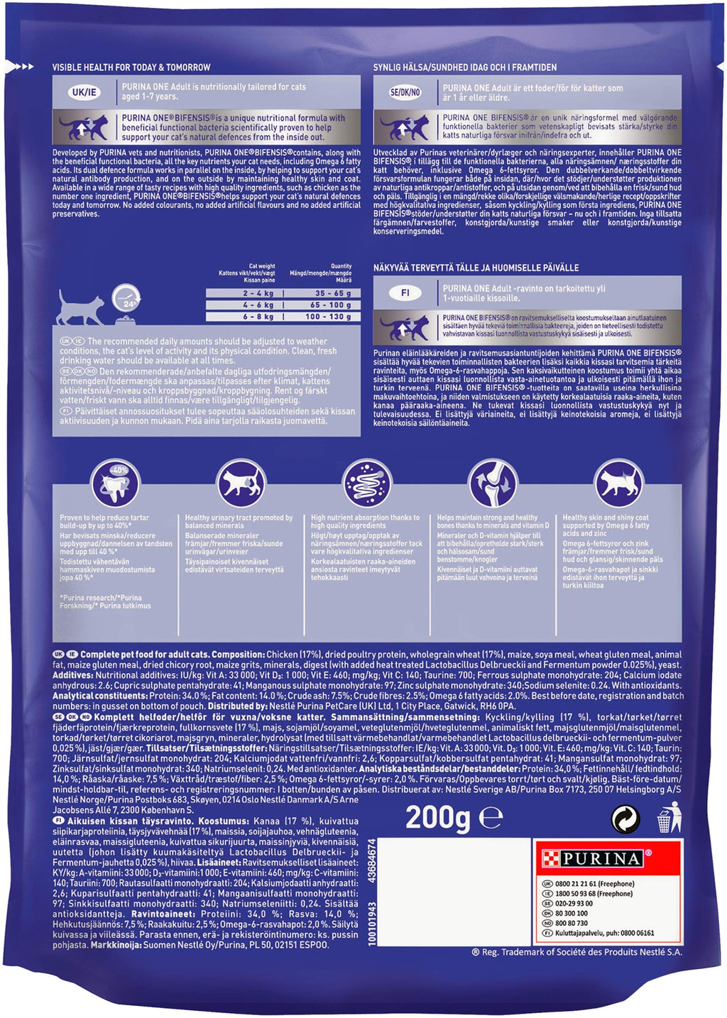 PURINA ONE Bifensis Adult Dry Cat Food Chicken 7.5kg Pack