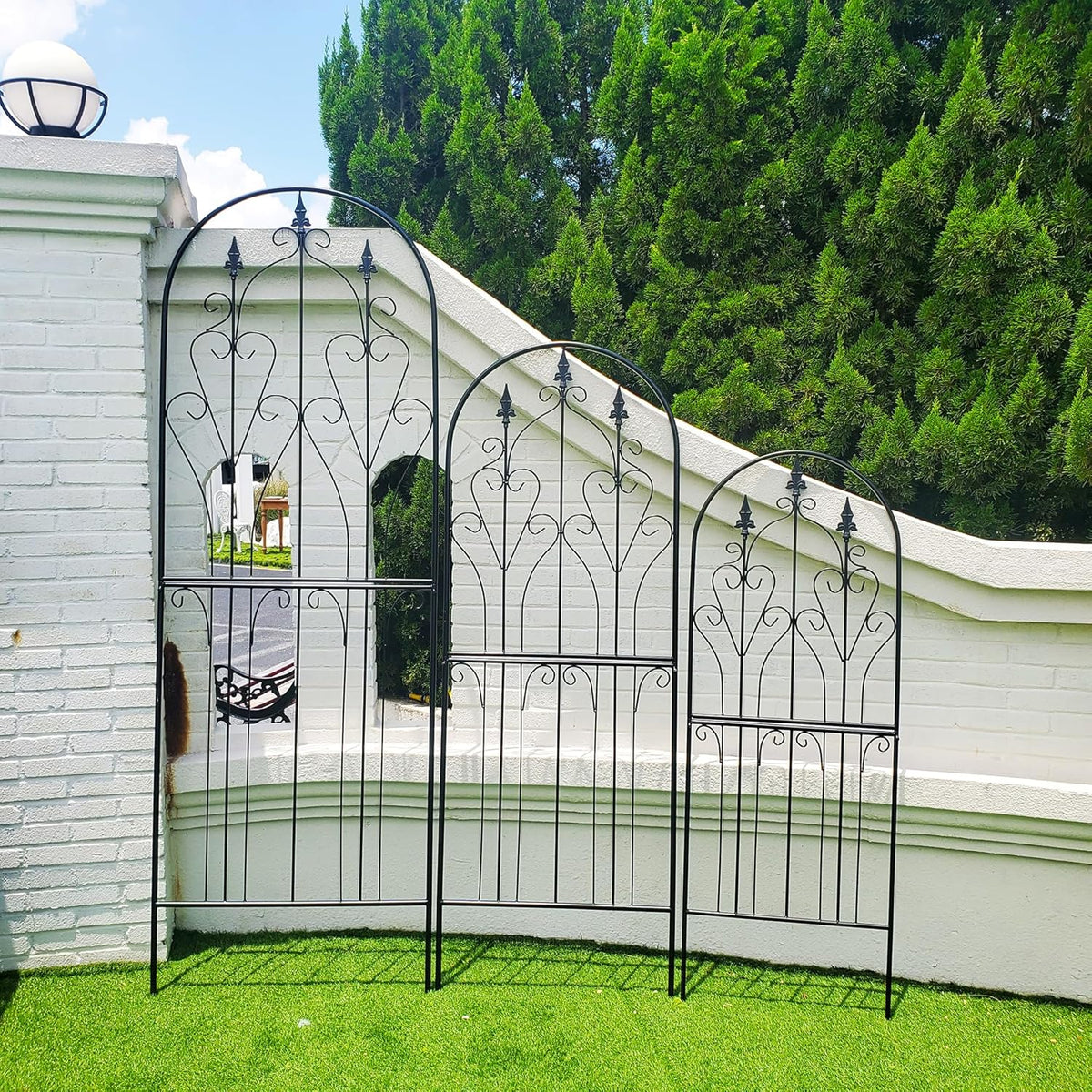 Garden Trellis Metal 180cm Black Rust Resistant Climbing Plant Support SCENDOR