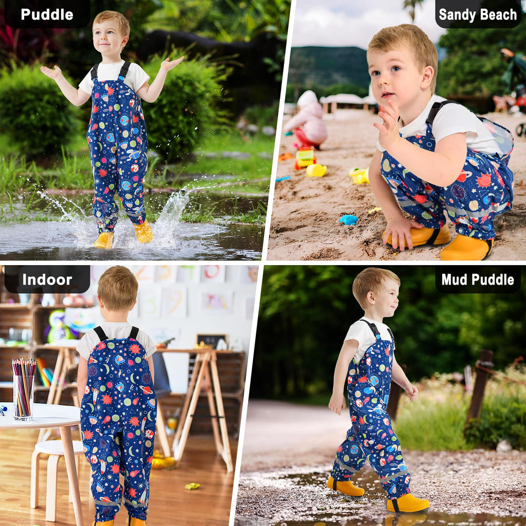 Kids Waterproof Trousers Boys Girls Rain Dungarees, 2-7 Years