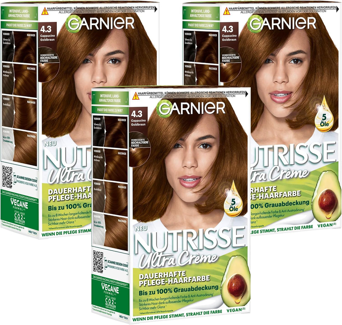 Garnier Nutrisse Ultra Color Permanent Hair Dye, 4.15 Iced Coffee Brown