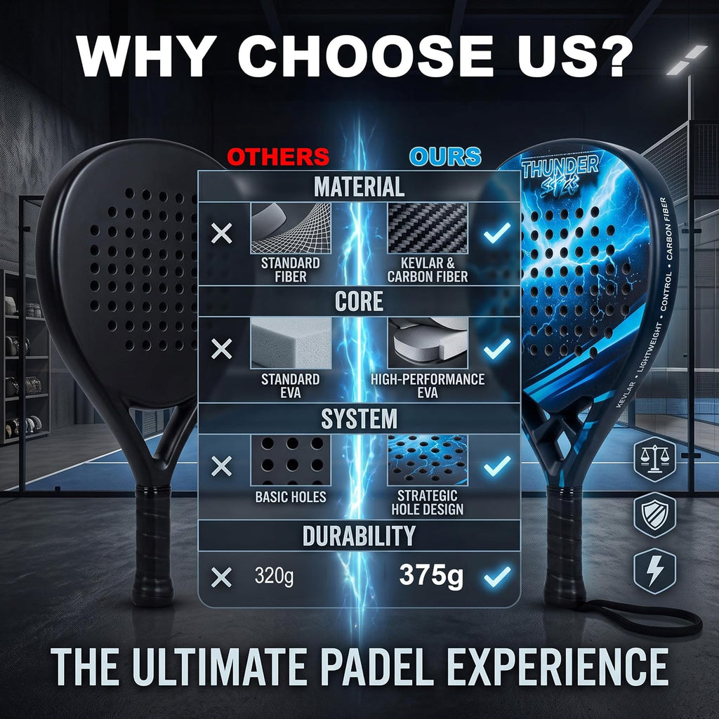 Crystals Padel Racket Carbon Fibre Surface EVA Foam Core with Carry Bag