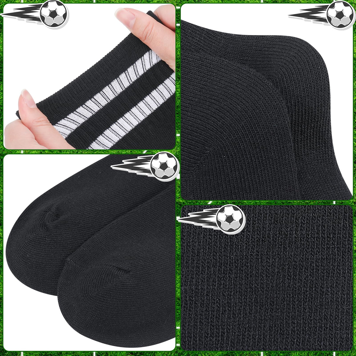 Zuimei 4 Pairs Football Socks Kids Football Socks for Boys Girls Childrens