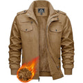 Mens Bomber Jacket Military Cargo Cotton Windbreaker Brown Size XL KEFITEVD