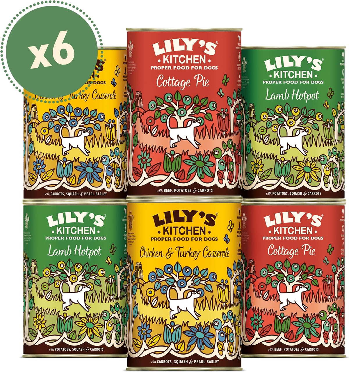 Lily's Kitchen Natural Adult Dog Food Wet Trays - Classic Dinners Multipack - Chicken, Lamb & Beef - Complete Meal Recipes (6 Trays x 150g)