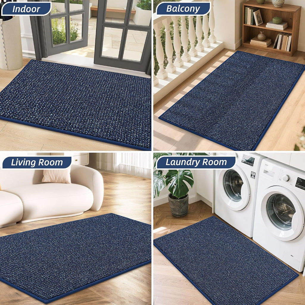 Indoor Doormat 90x150cm Dirt Trapper Non Slip Large Blue Door Mat BEQHAUSE Carpet