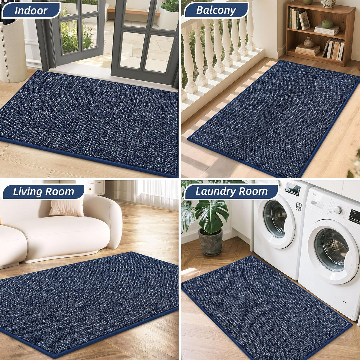 Indoor Doormat 90x150cm Dirt Trapper Non Slip Large Blue Door Mat BEQHAUSE Carpet