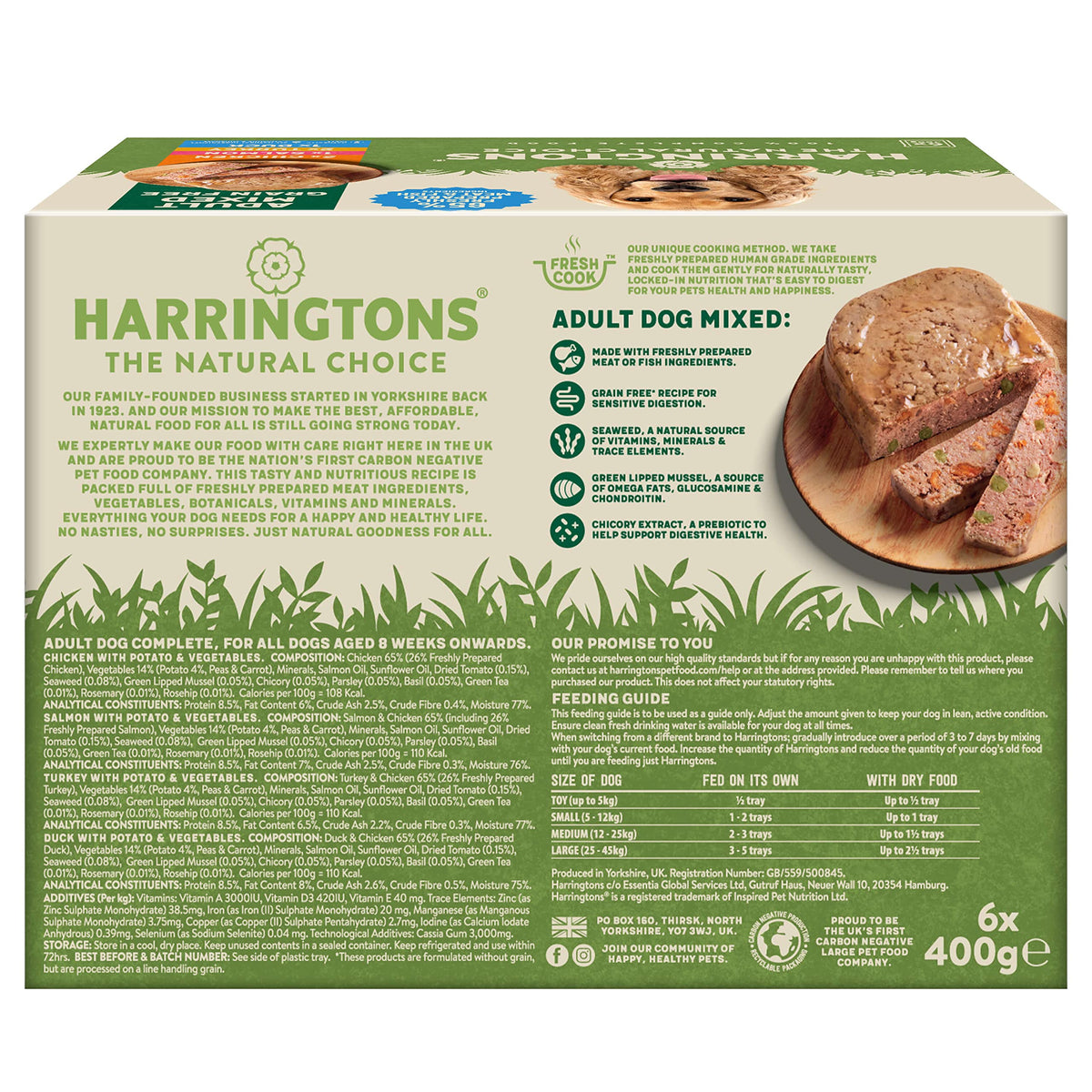 Harringtons Complete Wet Adult Dog Food Trays Meaty Pack 16x400g