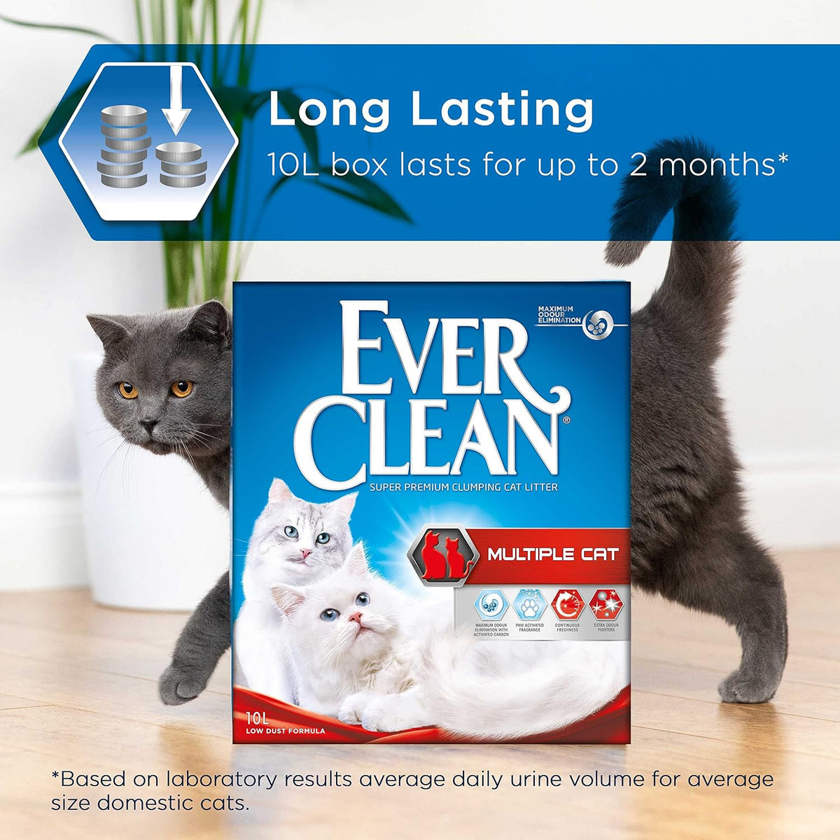 Ever Clean Clumping Cat Litter, Multiple Cat, Scented for long-lasting freshness, Unbeatable Clumping Strength, 10L