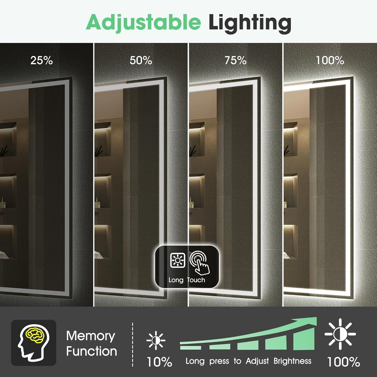 Bluetooth Bathroom LED Mirror 800x600 cm Anti Fog Dimmable S'bagno