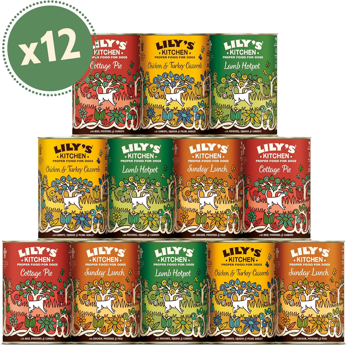 Lily's Kitchen Natural Adult Dog Food Wet Trays - Classic Dinners Multipack - Chicken, Lamb & Beef - Complete Meal Recipes (6 Trays x 150g)